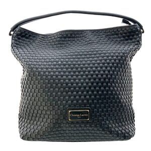 Christian Lacroix Faux Leather Black bag Weave Leopard Print